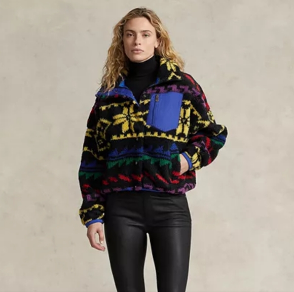 NWOT Polo Ralph Lauren L Tribal Gorpcore Indie Sleeze Ski Teddy Fleece Jacket - Picture 6 of 16